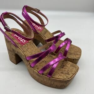 Pop Womens Admission Heeled Sandals Pink Fuschia Size 8M